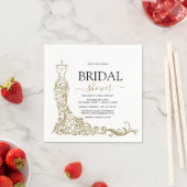 ホワイトエレガント&金ゴールド赤面ガウンブライダルシャワー スタンダードカクテルナプキン (インサイチュ)