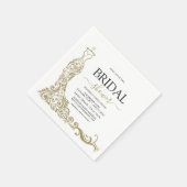 ホワイトエレガント&金ゴールド赤面ガウンブライダルシャワー スタンダードカクテルナプキン (角)