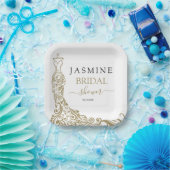 ホワイトエレガント&金ゴールド赤面ガウンブライダルシャワー ペーパープレート (パーティー)