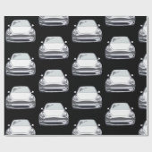 ホワイトエレクトリックビークルSUVカーブラックバックグラウンド ラッピングペーパー (フラット)