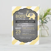 ホワイトエレファントとストライプのベイビーシャワー 招待状 (スタンド正面)