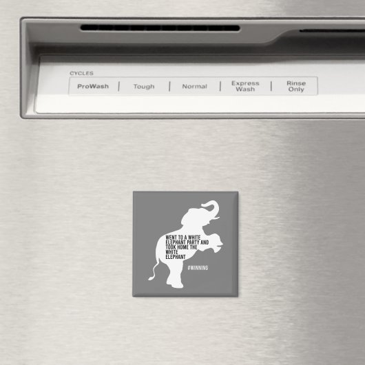 ホワイトエレファントを連れおもしろい帰る マグネット (インサイチュ (食洗機))