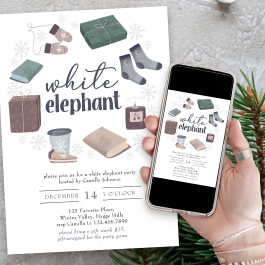 ホワイトエレファントウィンターリースギフト交換パーティー 招待状