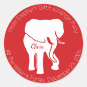ホワイトエレファントギフト交換クリスマスパーティー ラウンドシール (正面)