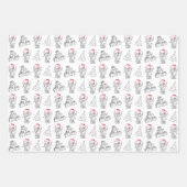 ホワイトエレファントギフト交換ハンドドロードクリスマス ラッピングペーパーシート (正面3)