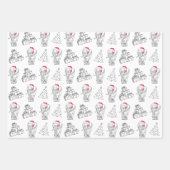 ホワイトエレファントギフト交換ハンドドロードクリスマス ラッピングペーパーシート (正面2)