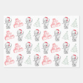 ホワイトエレファントギフト交換ハンドドロードクリスマス ラッピングペーパーシート (正面)