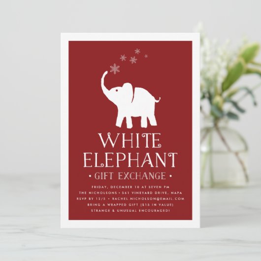 ホワイトエレファントギフト交換パーティの招待状 招待状 (スタンド正面)