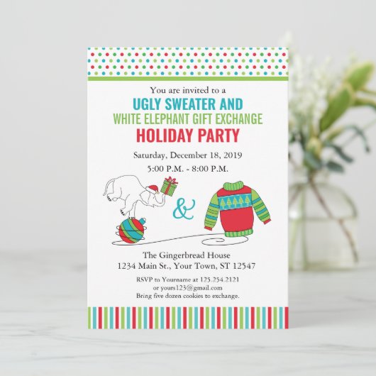 ホワイトエレファントギフト交換招待状 招待状 (スタンド正面)