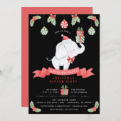 ホワイトエレファントクリスマスディナーギフト交換 招待状 (正面/裏面)