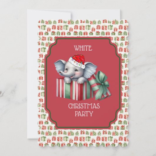 ホワイトエレファントクリスマスパーティの招待状 シーズンカード (正面)
