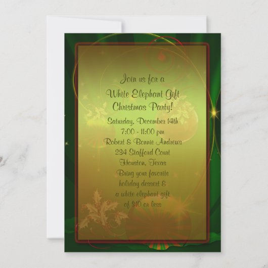 ホワイトエレファントクリスマスパーティの招待状 招待状 (裏面)