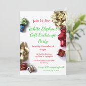 ホワイトエレファントクリスマスパーティーのプレゼント交換の招待状 招待状 (スタンド正面)