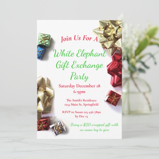 ホワイトエレファントクリスマスパーティーギフト交換 招待状 (スタンド正面)
