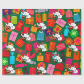 ホワイトエレファントクリスマスプレゼント緑の背景 ラッピングペーパー (フラット)