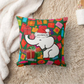 ホワイトエレファントクリスマスプレゼント緑 クッション (ブランケット)