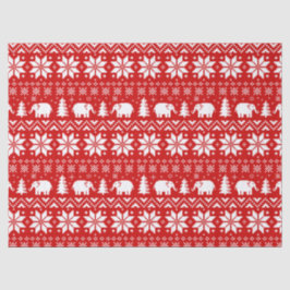 ホワイトエレファントクリスマスホリデーパターンレッド 薄葉紙