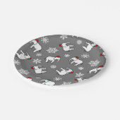 ホワイトエレファントクリスマス（グレー）紙プレート ペーパープレート (アングル)