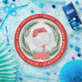 ホワイトエレファントクリスマス ペーパープレート (パーティー)