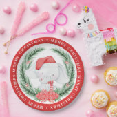 ホワイトエレファントクリスマス ペーパープレート (パーティー)