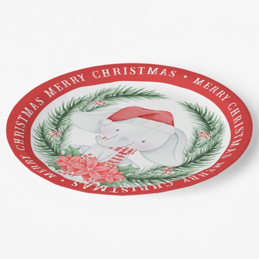 ホワイトエレファントクリスマス ペーパープレート (アングル)