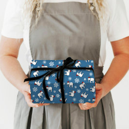 ホワイトエレファントクリスマス(青)ラッピング紙 ラッピングペーパー