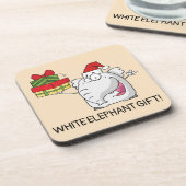 ホワイトエレファントサンタハットギフトマンガ コースター (左側)