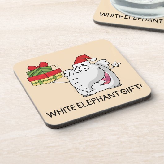 ホワイトエレファントサンタハットギフトマンガ コースター (左側)