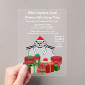 ホワイトエレファントシールクリスマスギフト交換 アクリル招待状 (インサイチュ (ポータブル))
