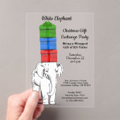 ホワイトエレファントスタックギフト交換パーティー アクリル招待状 (インサイチュ (ポータブル))