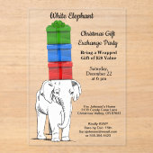 ホワイトエレファントスタックギフト交換パーティー アクリル招待状 (正面)