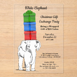 ホワイトエレファントスタックギフト交換パーティー アクリル招待状