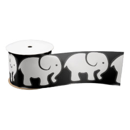 ホワイトエレファントデザイン サテンリボン