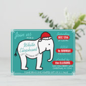 ホワイトエレファントパーティークリスマス(ティール(緑がかった色))招待状 招待状 (スタンド正面)