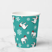 ホワイトエレファントパーティークリスマス(ティール（緑がかった色）)紙カップ 紙コップ (正面)