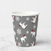 ホワイトエレファントパーティークリスマス（灰色）紙カップ 紙コップ (正面)
