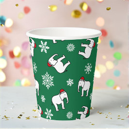 ホワイトエレファントパーティークリスマス（緑）ペーパークリスマスパーティー用紙コップ 紙コップ