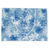 ホワイトエレファントブルースノーフレーククリスマスパーティーバッグ ラージペーパーバッグ (裏面)