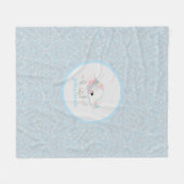 ホワイトエレファントベビーモダンボーイブルー フリースブランケット (正面(横))