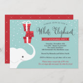 ホワイトエレファント招待状、クリスマスパーティー招待状 招待状 (正面/裏面)