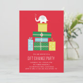 ホワイトエレファント ギフト交換パーティー招待_ベリー 招待状 (スタンド正面)