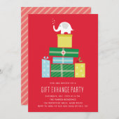 ホワイトエレファント ギフト交換パーティー招待_Berry 招待状 (正面/裏面)