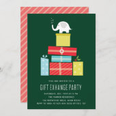 ホワイトエレファント ギフト交換パーティー 招待状_松 招待状 (正面/裏面)