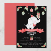 ホワイトエレファント クリスマス ランチ ギフト交換 招待状 (正面/裏面)