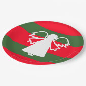 ホワイトエンジェルウィングスレッドダークグリーンストライプズ休日 ペーパープレート (アングル)