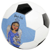 ホワイトエンジェル猫を抱える青い目の天使オンクラウド サッカーボール (3/4)