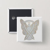 ホワイトエンジェル認識度リボンカスタムアートピン 缶バッジ (正面&裏面)