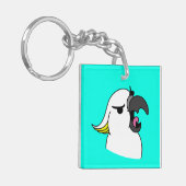 ホワイトオウムおもしろい文字 キーホルダー (正面左)