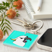 ホワイトオウムおもしろい文字 キーホルダー (正面右)