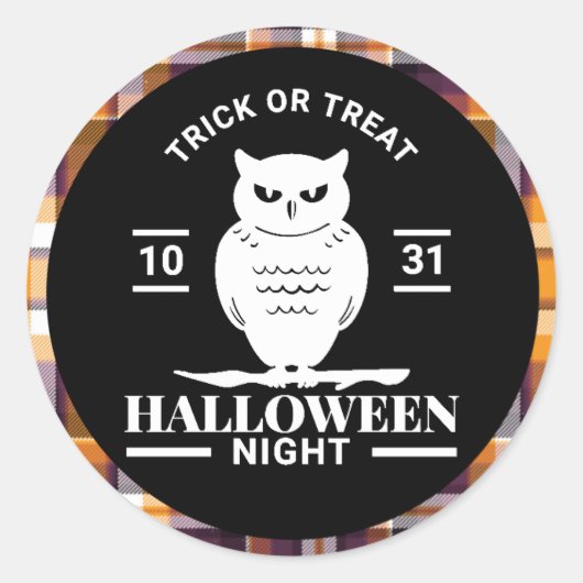 ホワイトオウル ハロウィンナイト ブラック/オレンジ プラッド ラウンドシール (正面)